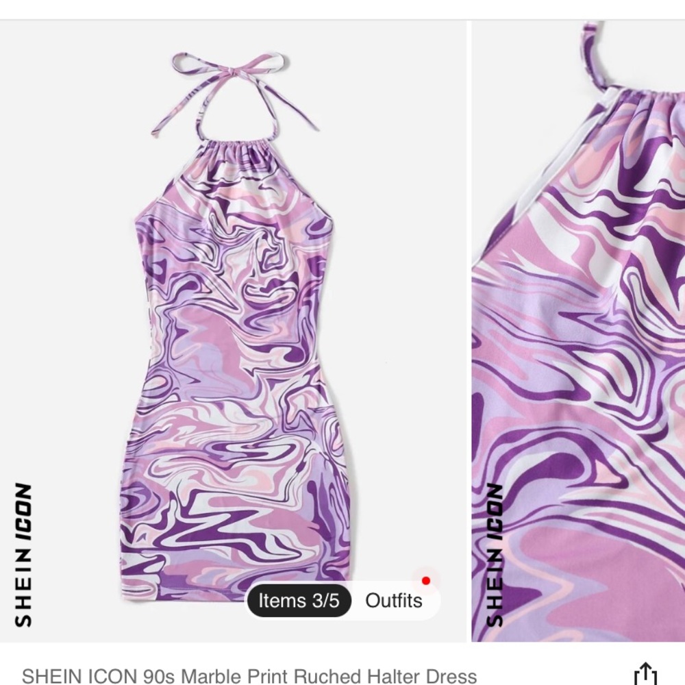 SHEIN Purple Tye Dye Halter Dress